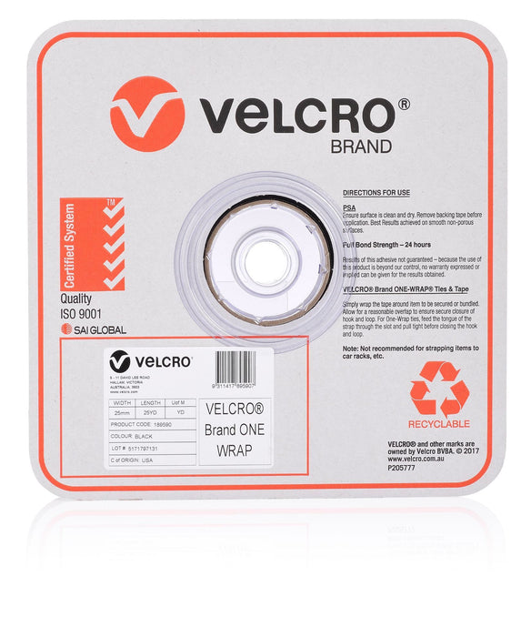 VELCRO One-Wrap 25mm Continuous 22.8m Roll. Custom Cut to Length. Self-engaging