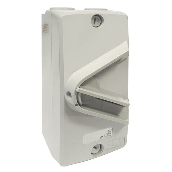 TRADESAVE Weatherproof Isolator Switch,3 Pole, IP66, 63A, Grey heavy duty indust