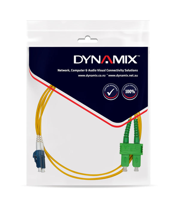 DYNAMIX 5M SCAPC/LC SIngle mode G657A1 Duplex Fibre Lead LSZH Yellow Jacket