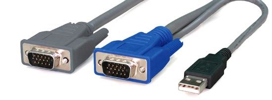 REXTRON 5m, 2-to-1 USB KVM Switch Cable. All in 1 x HD DB15 Male to 1x USB Type