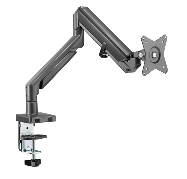 BRATECK 17''-32'' Polished Aluminium Gas-Spring Desk Mount Single Monitor Arm. S