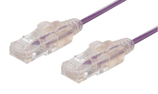 DYNAMIX 1m Cat6A 10G Purple Ultra-Slim Component Level UTP Patch Lead (30AWG) wi