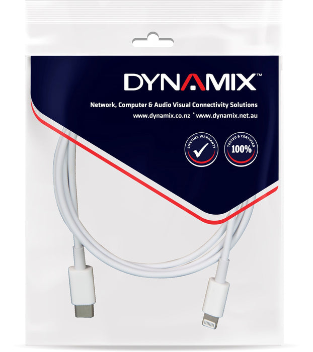 DYNAMIX 1m USB-C to Lightning Charge & Sync Cable. For Apple iPhone, iPad, iPad