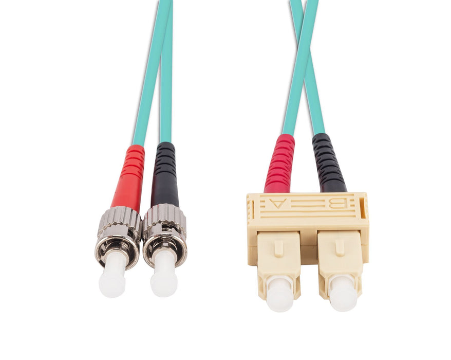 DYNAMIX 1M 50u SC/ST OM3 Fibre Lead (Duplex, Multimode) Aqua LSZH Jacket