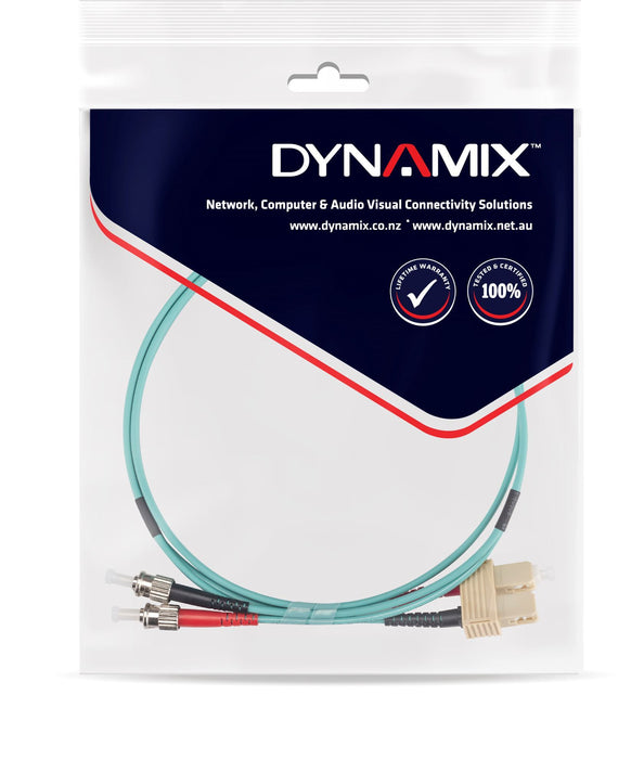 DYNAMIX 20M 50u SC/ST OM3 Fibre Lead (Duplex, Multimode) Aqua LSZH Jacket