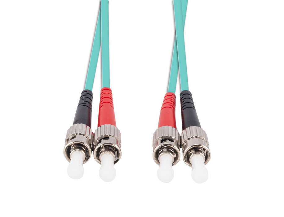 DYNAMIX 1M 50u ST/ST OM3 Fibre Lead (Duplex, Multimode) Aqua LSZH Jacket