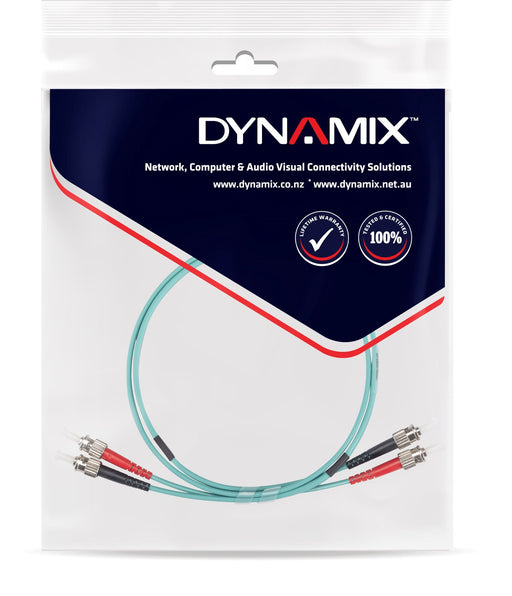 DYNAMIX 30M 50u ST/ST OM3 Fibre Lead (Duplex, Multimode) Aqua LSZH Jacket