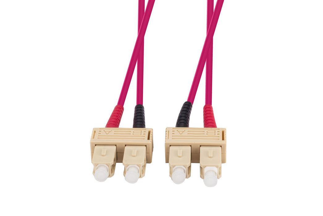 DYNAMIX 15M 50u SC/SC OM4 Fibre Lead (Duplex, Multimode) Raspberry Pink Jacket