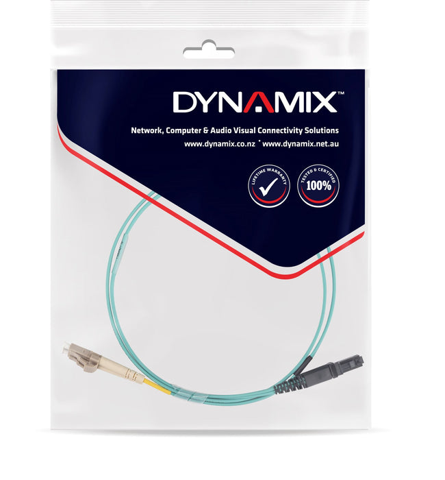 DYNAMIX 5M 50u LC/MT-RJ OM3 Fibre Lead (Duplex, Multimode) Aqua LSZH Jacket