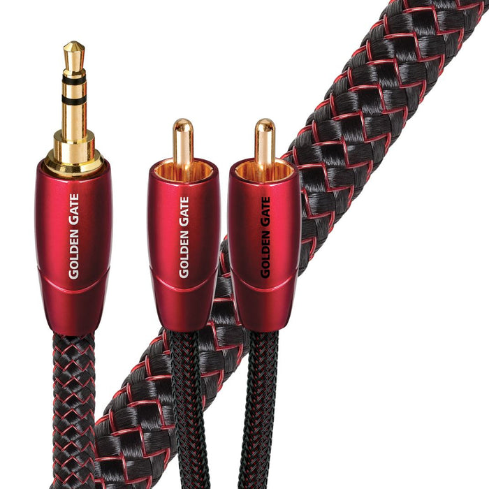 AUDIOQUEST Golden Gate 3M 3.5mm to 2 RCA. Solid perf surface copper Gold Plated/