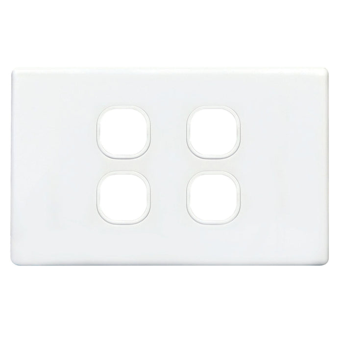 TRADESAVE Slim Switch Plate ONLY. 4 Gang. Accepts all Tradesave Mechanisms. Moul