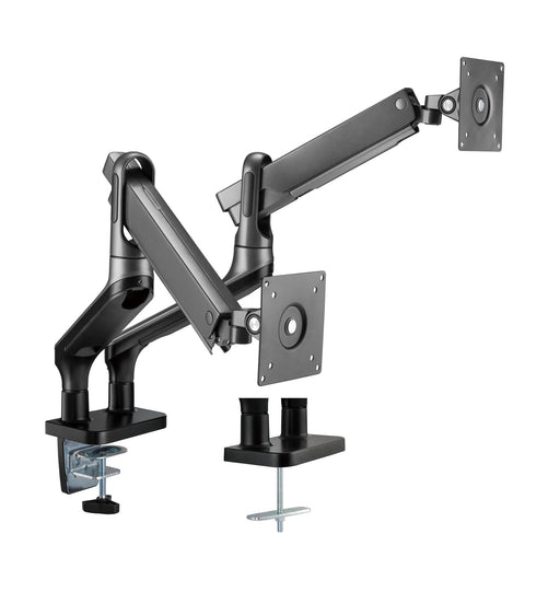 BRATECK 17''-32'' Premium Aluminium Dual Spring-Assisted Desk Mount Monitor Arm.