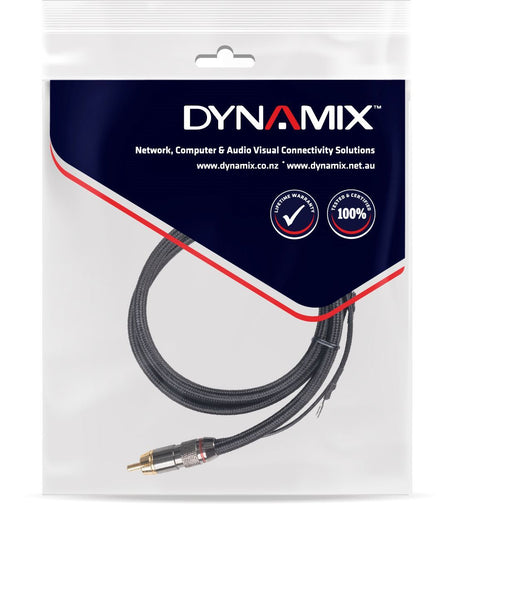 DYNAMIX 3m Coaxial Subwoofer Cable RCA Male to Male w/ Grounding Spade Connector