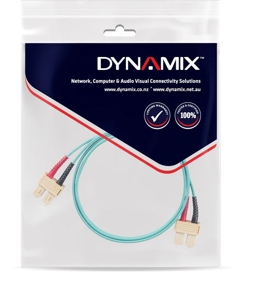 DYNAMIX 0.5M 50u SC/SC OM3 Fibre Lead (Duplex, Multimode) Aqua LSZH Jacket