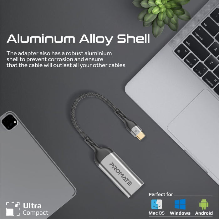 PROMATE USB-C to HDMI Adapter Supports up to 8K@60Hz HD Res. Sturdy Aluminium Ca