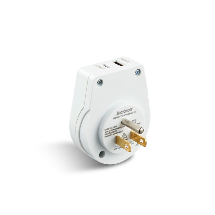 Travel Adaptor USB 1x USB-C NZ/AUS Plugs for use in USA, Canada & More.