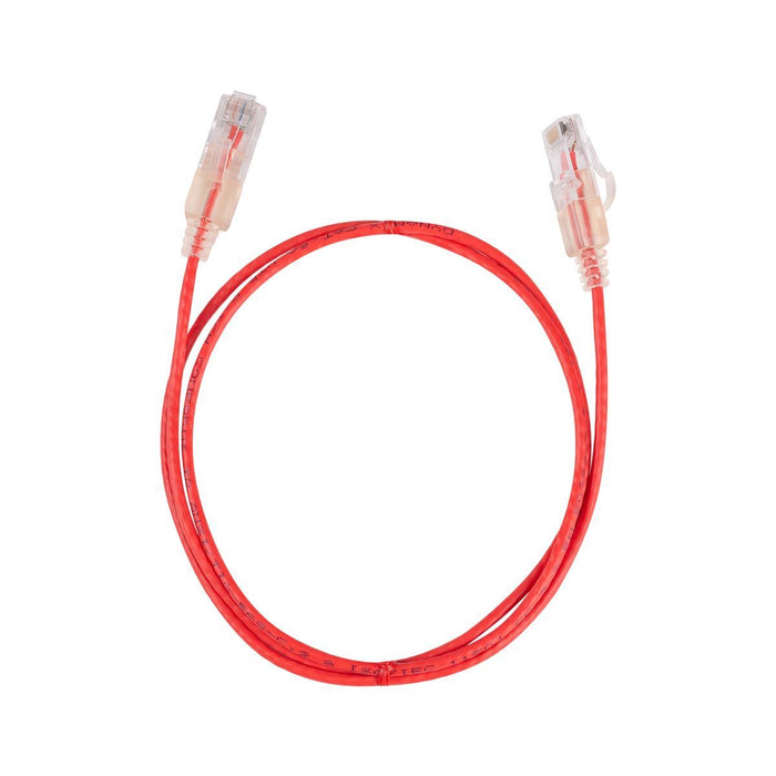 DYNAMIX 0.5m Cat6A 10G Red Ultra-Slim Component Level UTP Patch Lead (30AWG) wit