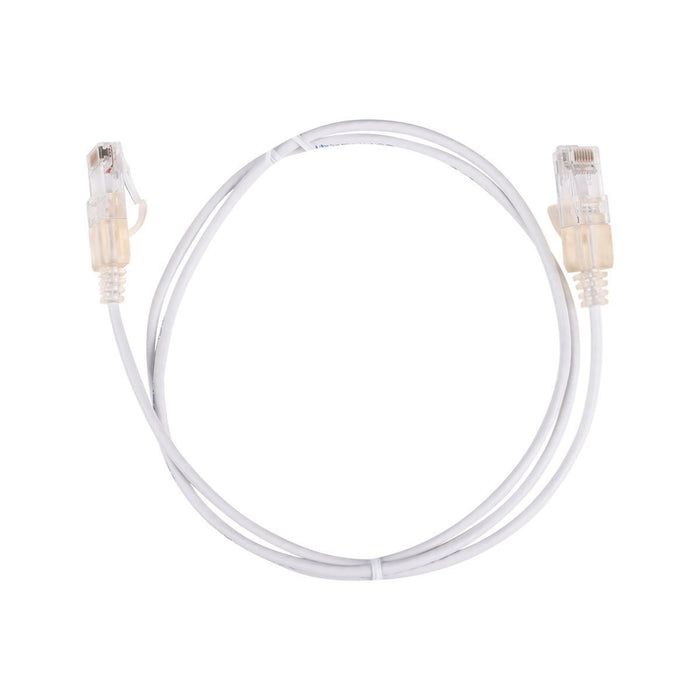 DYNAMIX 1.25m Cat6A 10G White Ultra-Slim Component Level UTP Patch Lead (30AWG)