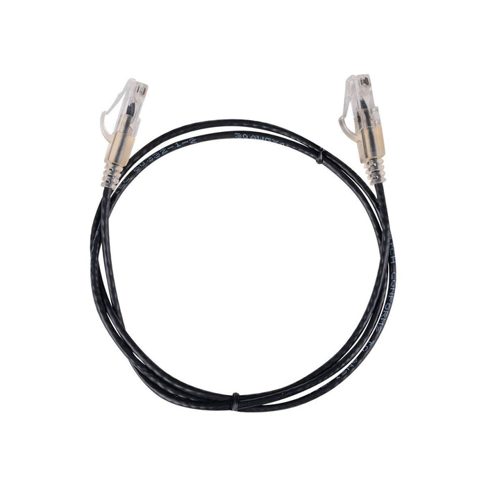 DYNAMIX 0.75m Cat6A 10G Black Ultra-Slim Component Level UTP Patch Lead (30AWG)