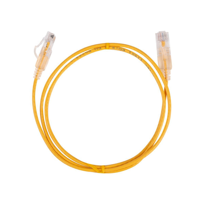 DYNAMIX 0.75m Cat6A 10G Yellow Ultra-Slim Component Level UTP Patch Lead (30AWG)