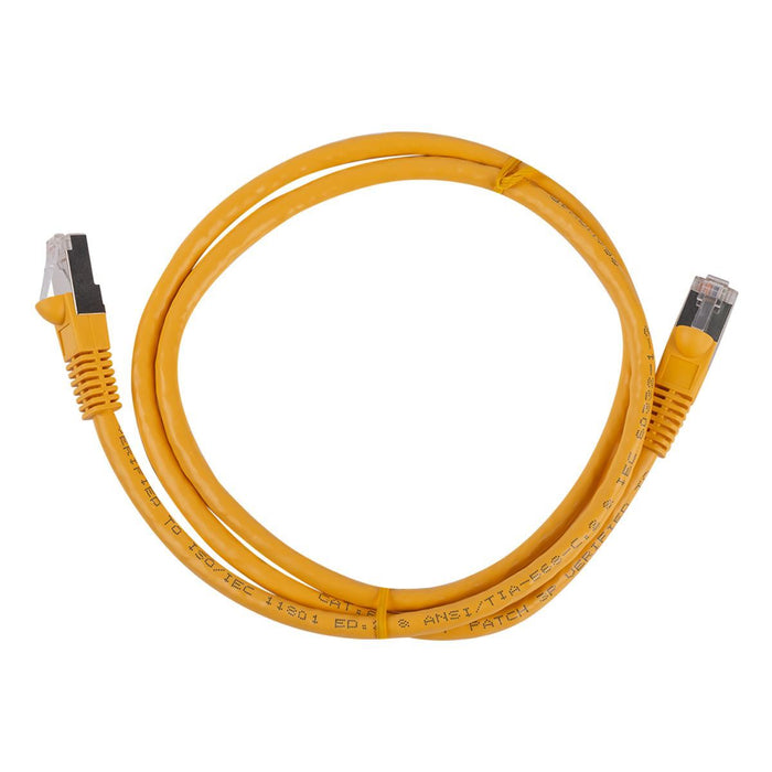 DYNAMIX 7.5m Cat6A S/FTP Yellow Slimline Shielded 10G Patch Lead. 26AWG (Cat6 Au