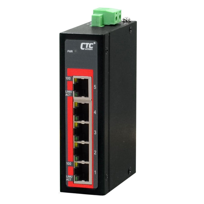 CTC UNION 5 Port Fast Ethernet Unmanaged Switch. -40C~+75C. 5x 10/100BaseT(X).