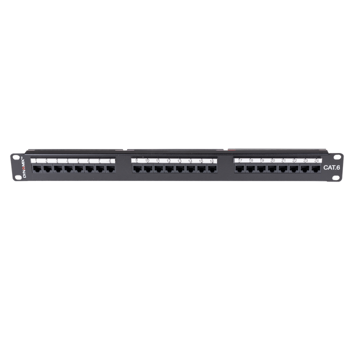 DYNAMIX 24 Port 19'' Cat6 UTP Patch Panel with plastic labelling kit. T568A & T5