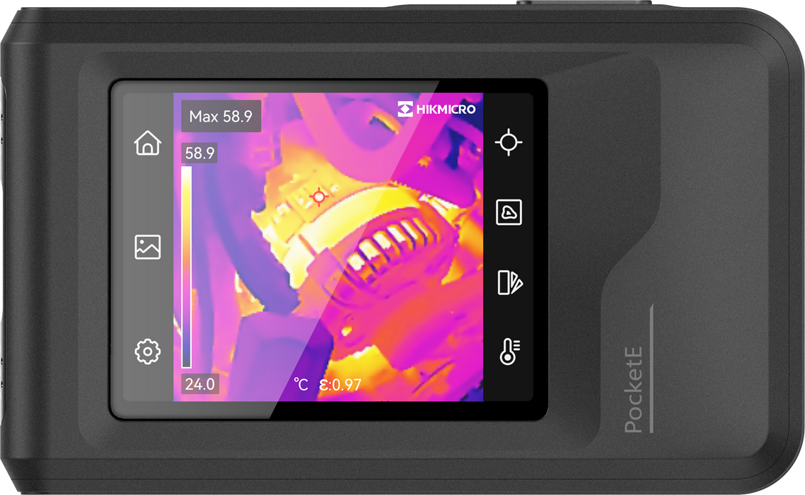 HIKMICRO PocketE Wi-Fi Thermal Imaging Camera. 3.5" LCD Touch Screen. Thermal, V