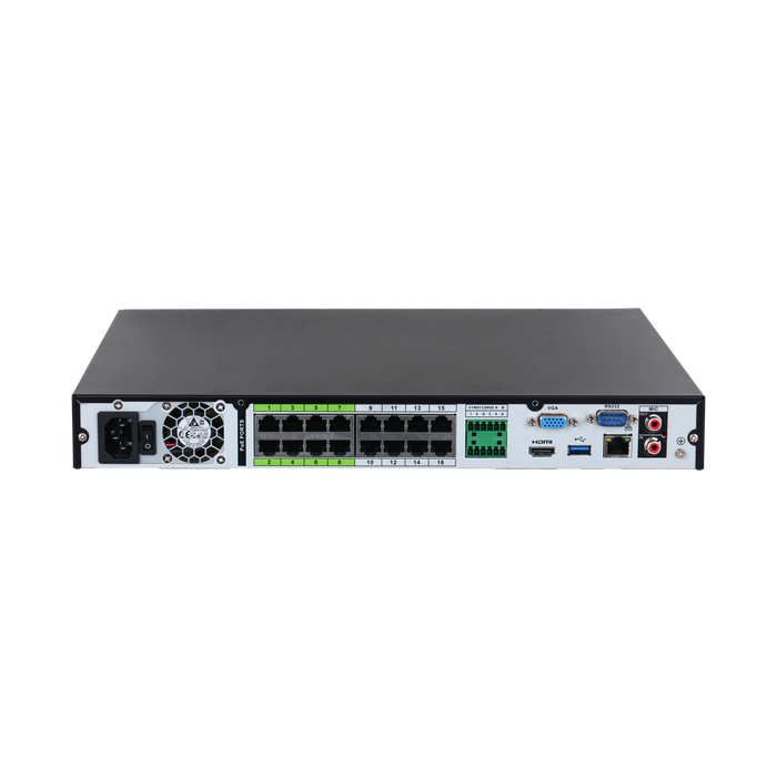 DAHUA 16 Channel 1U 16PoE WizSense NVR with 2x HDD Bays. Supports Smart H.265, P