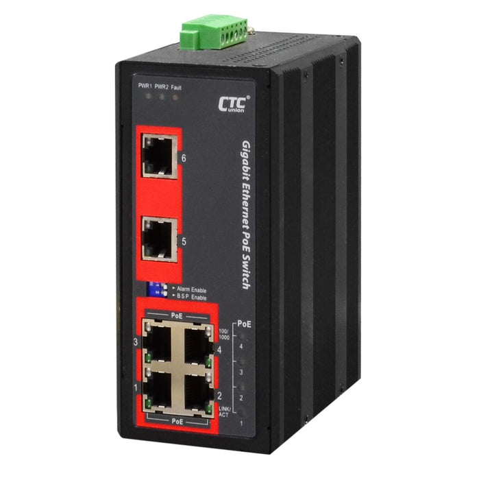 CTC UNION 6 Port Gigabit Unmanaged PoE Switch. -10C~60C. 6x 10/100/1000Base-T(X