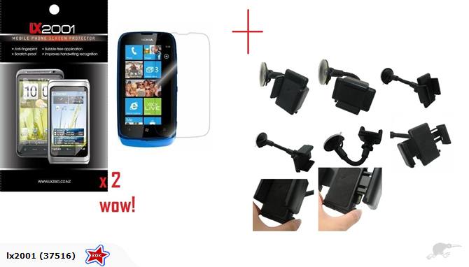 Nokia Lumia 610 Screen Protector + Car Kit Holder