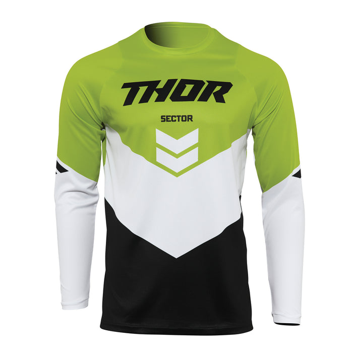 THOR MX JERSEY S22 SECTOR YOUTH CHEVRON BLACK/GREEN LARGE