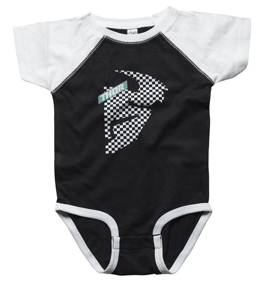 SUPERMINI THOR MX ONESIE  INFANT HEAD CHECKED BLACK WHITE 6-12 MONTHS