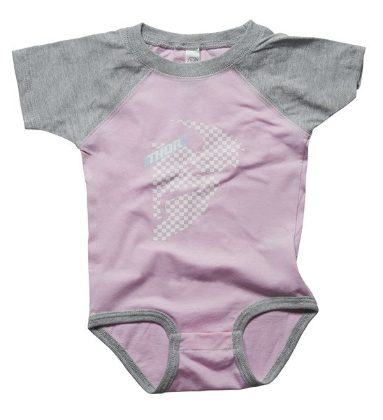 SUPERMINI THOR MX ONESIE  HEAD CHECKED  PINK GREY 6-12 MONTHS