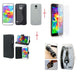 Samsung S5 GLASS Wallet Leather Gel Case Charger