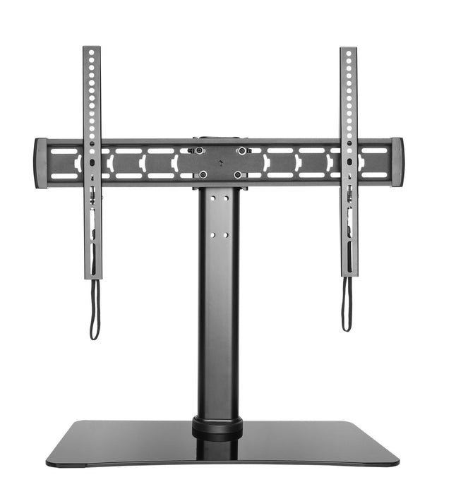 BRATECK 32''-55'' TV Desk Stand with Glass Base. Height Adjustable with Tilt & R