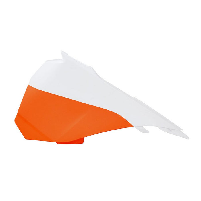 *AIR BOX COVER LEFT HAND RTECH KTM 85SX 13-17 WHITE ORANGE