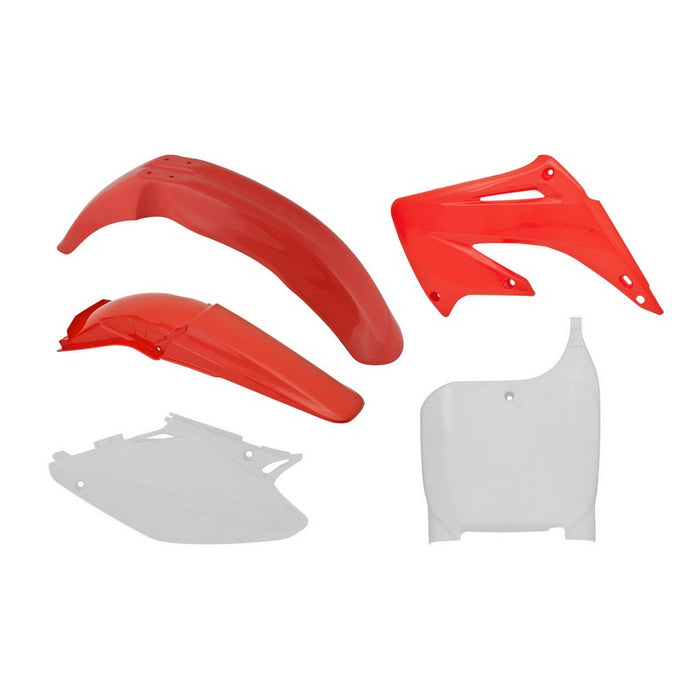 PLASTIC KIT RTECH FRONT&amp;REAR FENDERS SIDEPANELS&amp;RADIATOR SHROUDS FRONT NUMBERPLATE HONDACR125R 250R