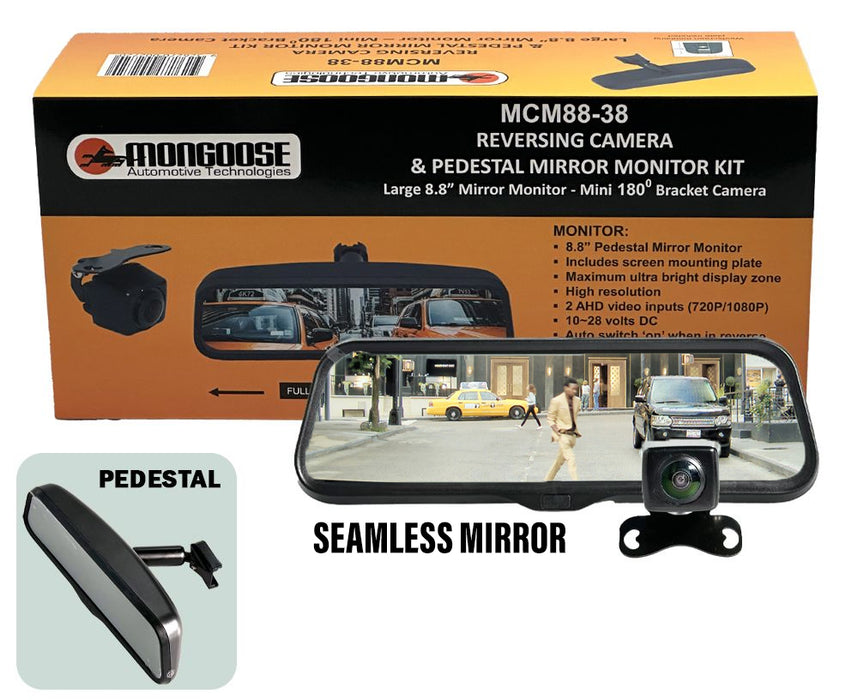 Mongoose 8.8"  Replacement Mirror - Full Hd - Replacement Mirror Monitor And Cam