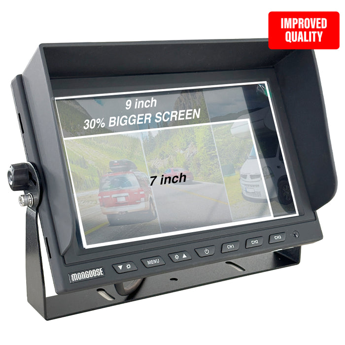 Mongoose 9" Ahd 1080P  - Rear View Monitor  - 3 Camera Input