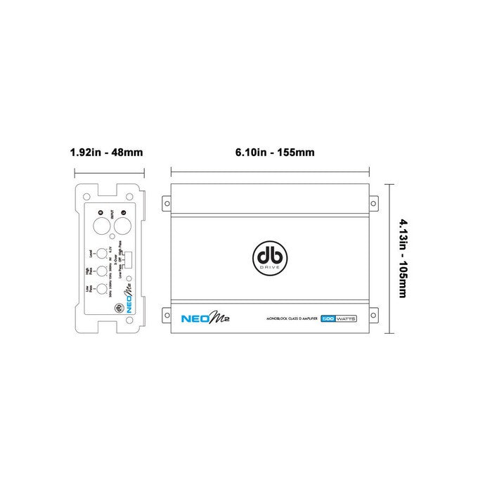 Db Drive Amp Amplifier Neo Mini 2Ch 2 X 125 Rms @ 4 Ohm /2 X 250W Rms @ 2 Ohm