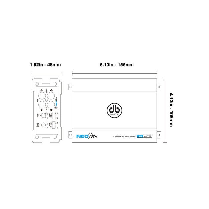 Db Drive Amp Amplifier Neo Mini 4 Ch - 4 X 50 Rms @ 4 Ohm / 4 X 100W Rms @ 2 Ohm