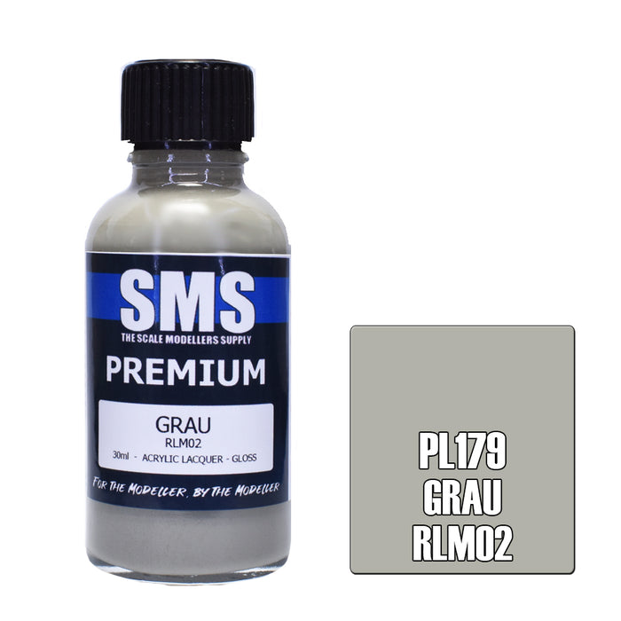 Air Brush paint 30ML PREMIUM GRAU RLM02 ACRYLIC lacquer SCALE MODELLERS SUPPLY