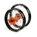 WHEEL SET SMPRO FRONT &REAR ORANGE HUB BLACK RIMS 21 FRONT 19 REAR KTM125 150 250SX 250 350 450SXF